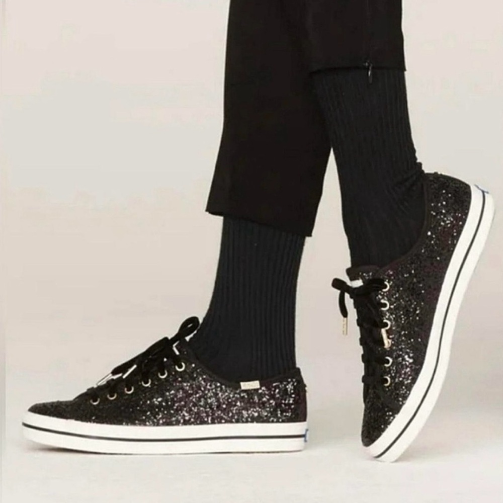 Kate Spade Black Glitter Flats